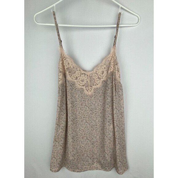 Abercrombie & Fitch Tank Top Womens S Micro Floral Lace Pink Cami Flowy Cottage - Picture 1 of 10